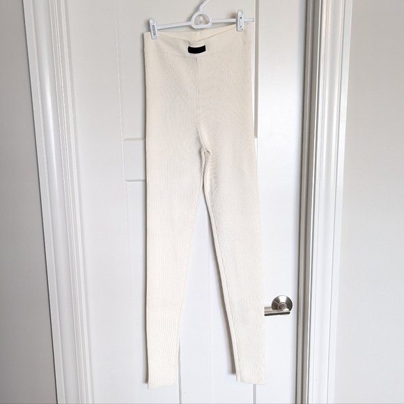Essentials Fear Of God Cream Patch Ribbed Leggings sz L - Picture 1 of 5